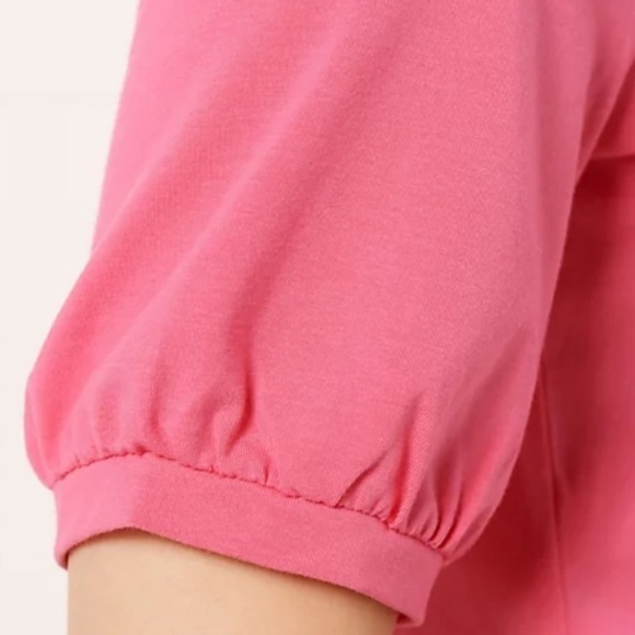 NWOT Isaac Mizrahi Live! Knit Puff Sleeve Top medium Pink - Picture 3 of 11